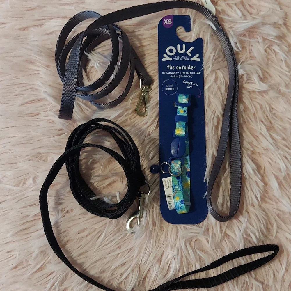 Pet collar and 2 leashes